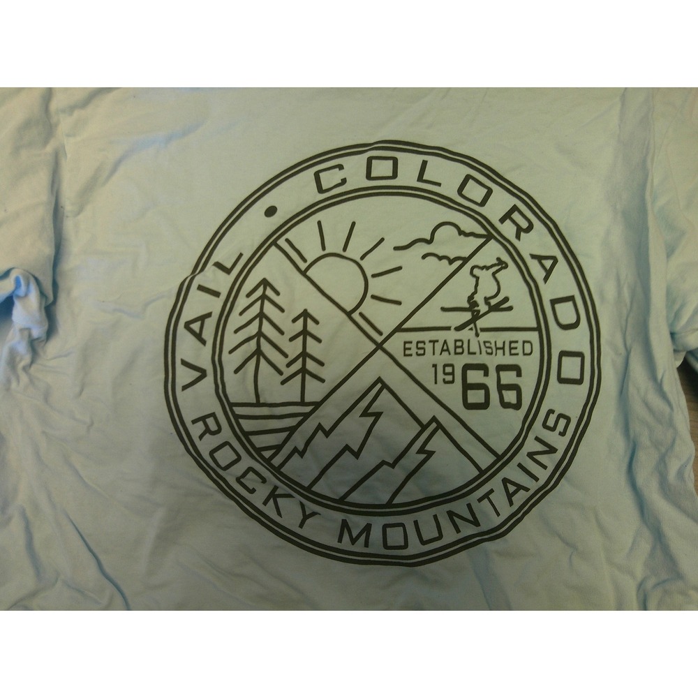 Blue 84 Long Sleeve Tee Womens Small Blue Fair Vail Colorado Graphic Crop Top - Picture 7 of 7